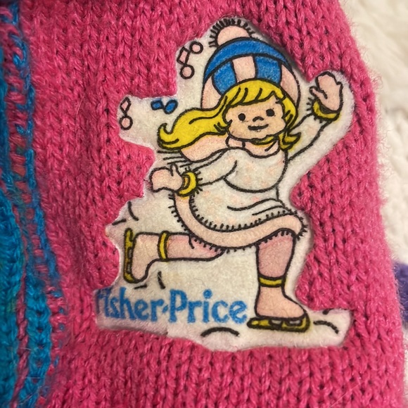 Vintage Fisher-price winter hat pom-pom beanie snowman ice skater pink purple - Picture 2 of 9